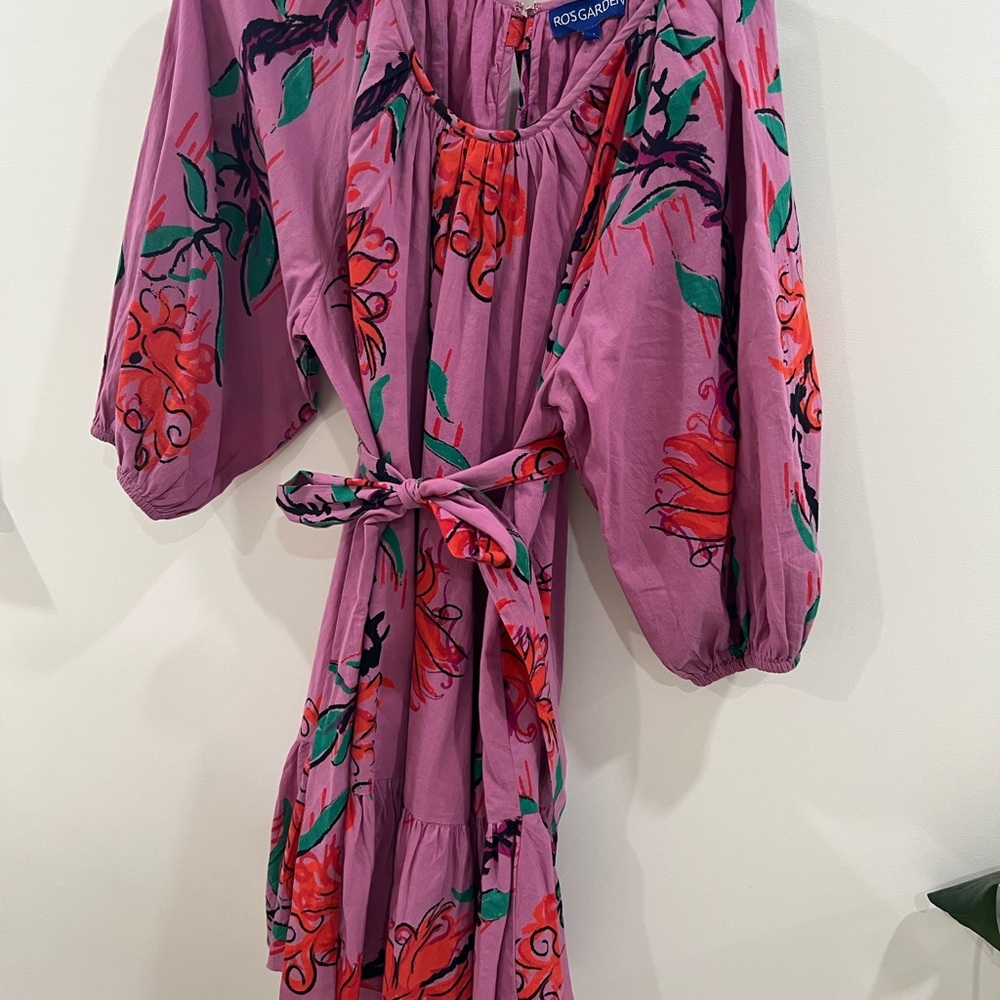 Floral Purple Dress with Belt